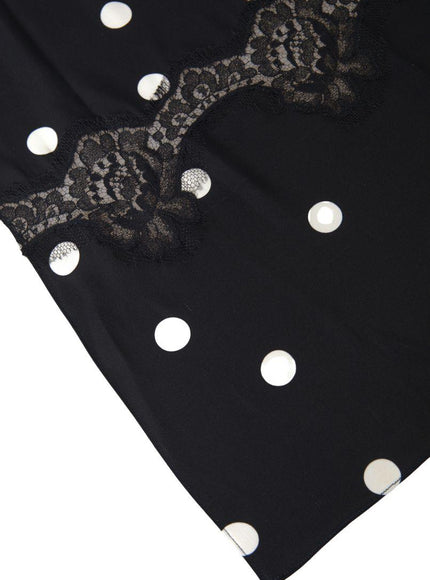 Dolce & Gabbana Black Polka Dots Silk Shawl Foulard Scarf - Ellie Belle