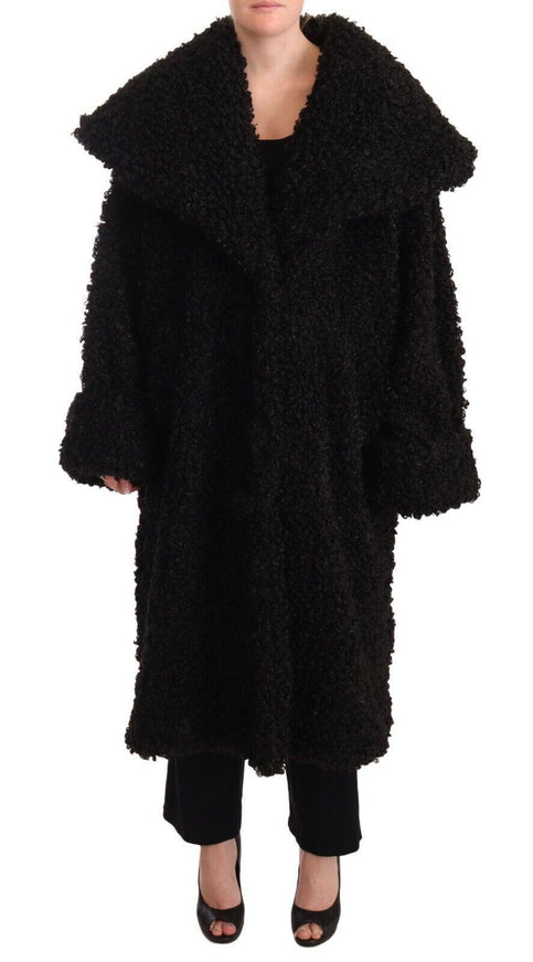 Dolce & Gabbana Black Polyester Fur Trench Coat Jacket - Ellie Belle