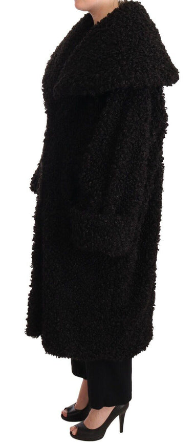 Dolce & Gabbana Black Polyester Fur Trench Coat Jacket - Ellie Belle