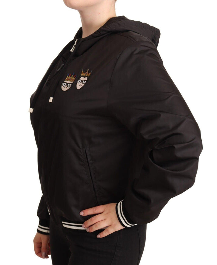 Dolce & Gabbana Black Polyester Hooded Bomber Full Zip Jacket - Ellie Belle