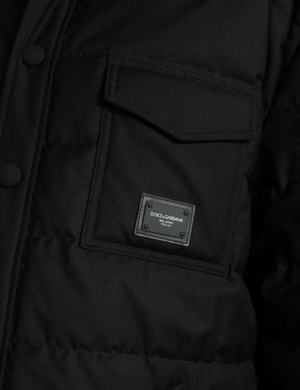 Dolce & Gabbana Black Polyester Quilted Logo Patch Jacket - Ellie Belle