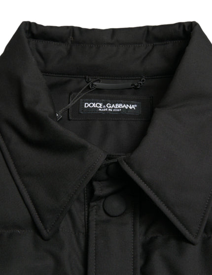 Dolce & Gabbana Black Polyester Quilted Logo Patch Jacket - Ellie Belle