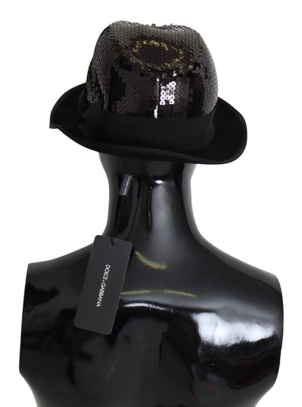 Dolce & Gabbana Black Polyester Sequin Women Fedora Capello Hat - Ellie Belle