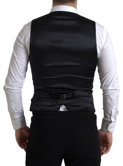 Dolce & Gabbana Black Polyester Waistcoat Formal Men Vest - Ellie Belle