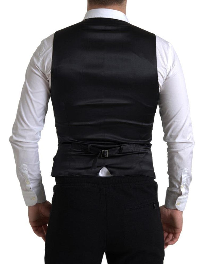 Dolce & Gabbana Black Polyester Waistcoat Formal Men Vest - Ellie Belle