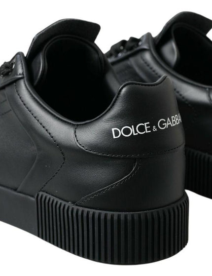 Dolce & Gabbana Black Portofino Leather Low Top Sneakers Shoes - Ellie Belle