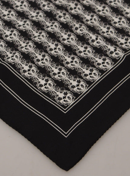 Dolce & Gabbana Black Printed Square Handkerchief Scarf - Ellie Belle