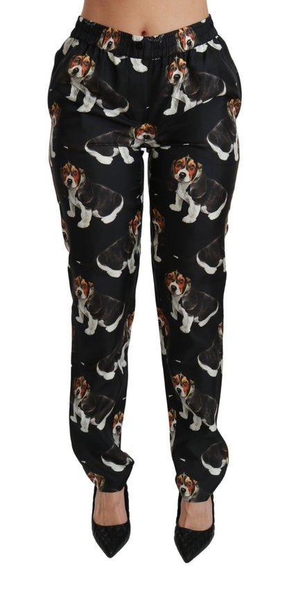 Dolce & Gabbana Black Puppy Dog Print Pants