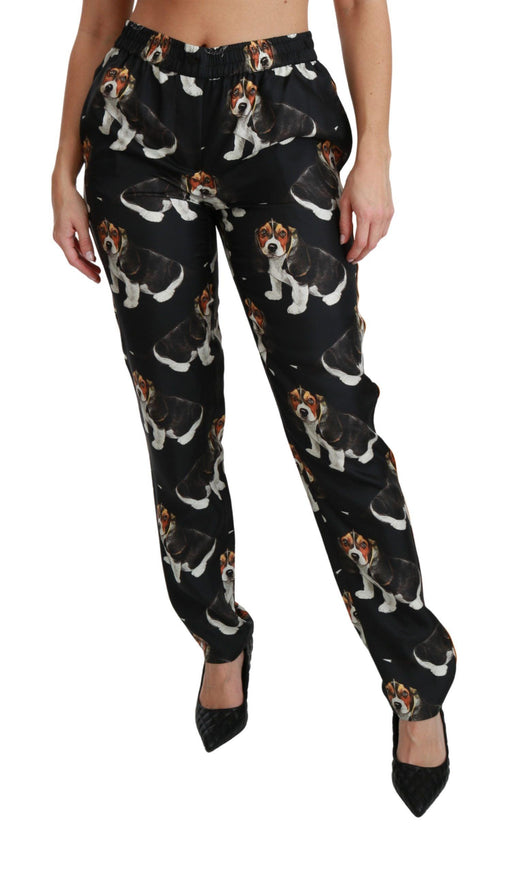 Dolce & Gabbana Black Puppy Dog Print Pants