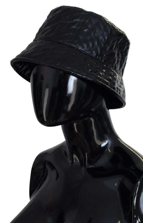 Dolce & Gabbana Black Quilted Faux Leather Women Bucket Cap Hat - Ellie Belle