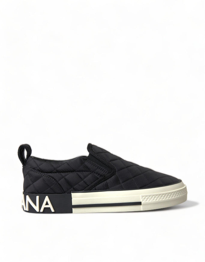 Dolce & Gabbana Black Quilted Slip On Low Top Sneakers Shoes - Ellie Belle