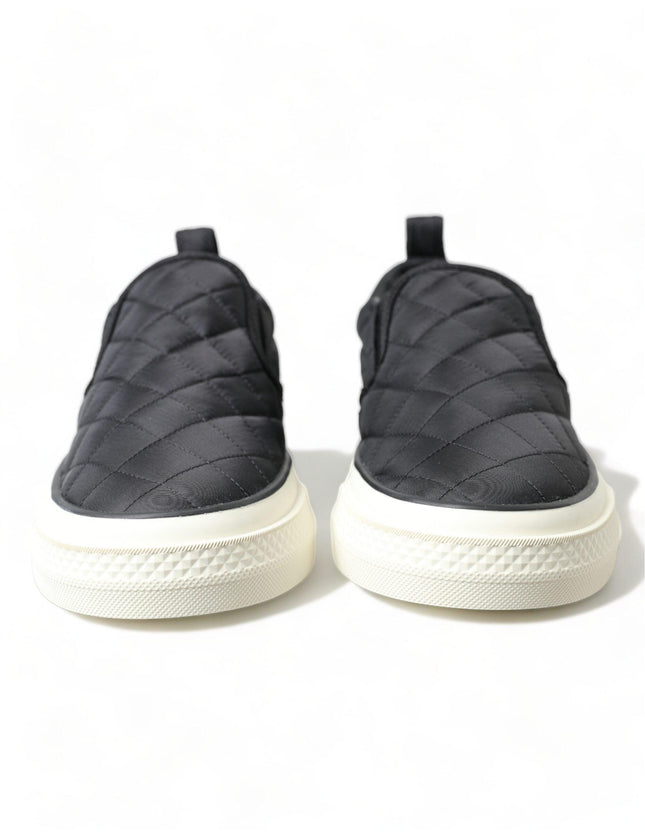 Dolce & Gabbana Black Quilted Slip On Low Top Sneakers Shoes - Ellie Belle