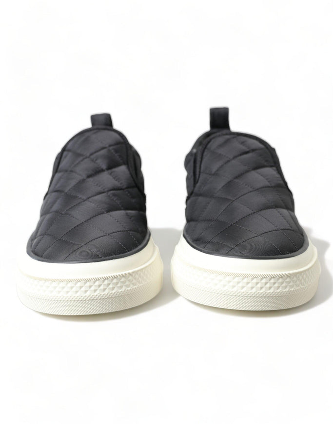 Dolce & Gabbana Black Quilted Slip On Low Top Sneakers Shoes - Ellie Belle