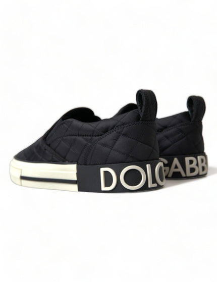 Dolce & Gabbana Black Quilted Slip On Low Top Sneakers Shoes - Ellie Belle