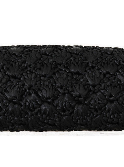 Dolce & Gabbana Black Raffia Leather Borse VANDA Carretto Purse - Ellie Belle