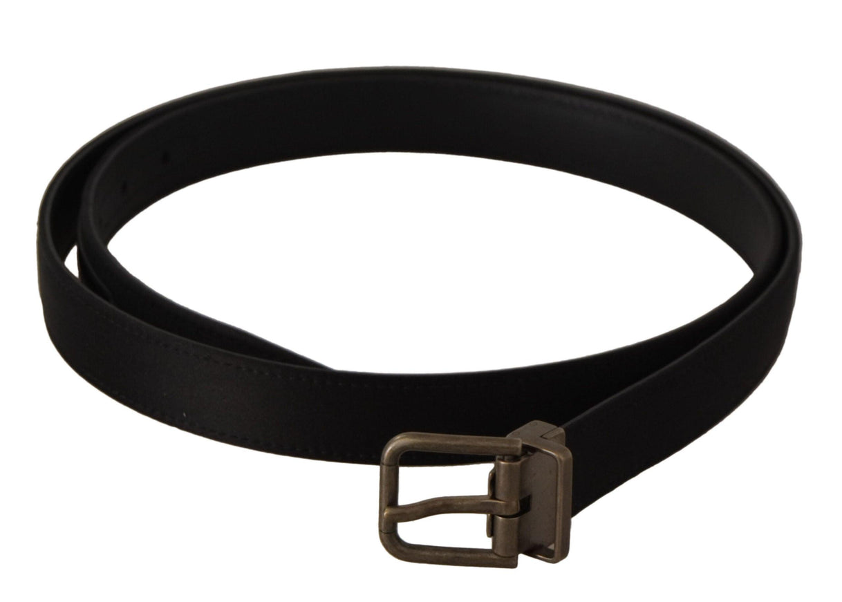 Dolce & Gabbana Black Raso Leather Bronze Metal Buckle Belt - Ellie Belle