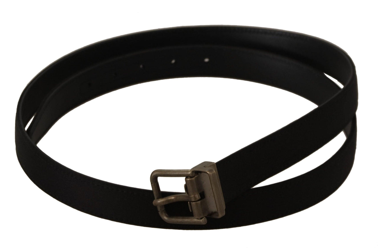 Dolce & Gabbana Black Raso Leather Bronze Metal Buckle Belt - Ellie Belle