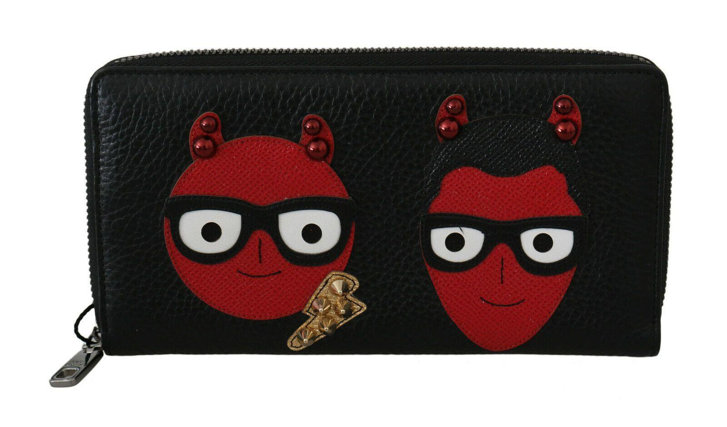 Dolce & Gabbana Black Red Leather #DGFAMILY Zipper Continental Wallet - Ellie Belle