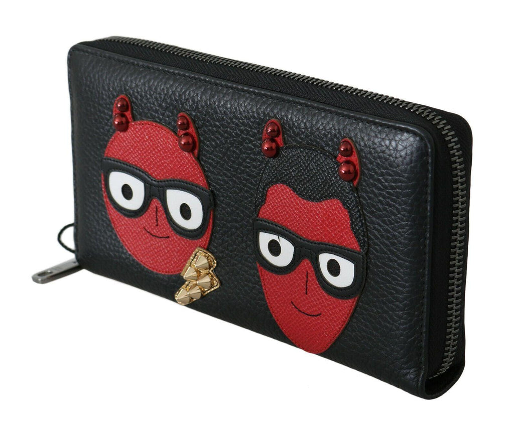 Dolce & Gabbana Black Red Leather #DGFAMILY Zipper Continental Wallet - Ellie Belle