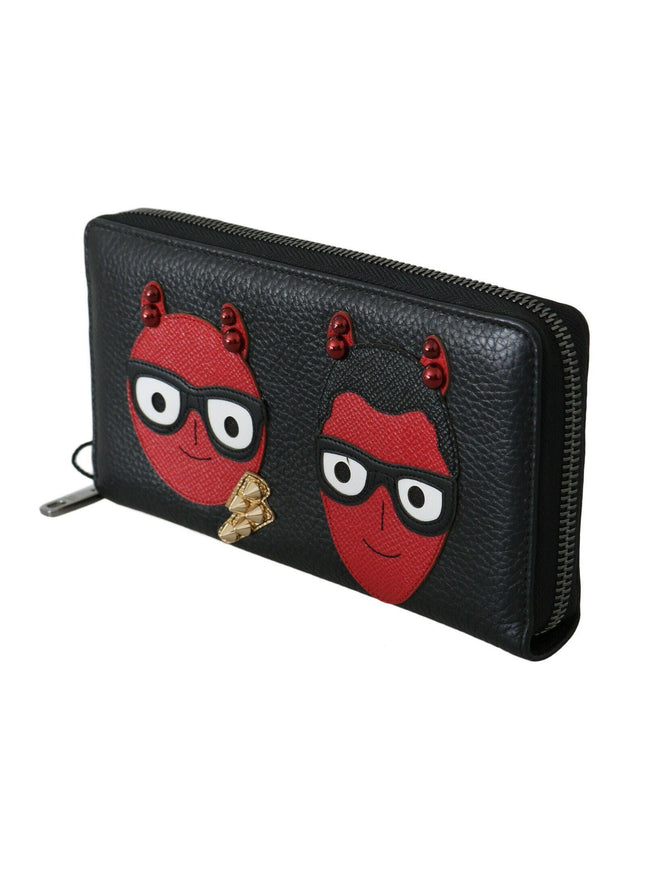 Dolce & Gabbana Black Red Leather #DGFAMILY Zipper Continental Wallet - Ellie Belle