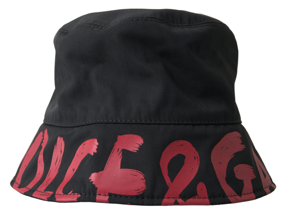 Dolce & Gabbana Black Red Logo Reversible Bucket Capello Hat - Ellie Belle