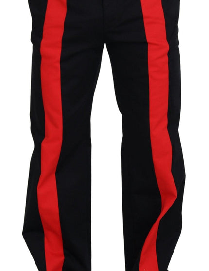 Dolce & Gabbana Black Red Men Straight Leg Pants - Ellie Belle