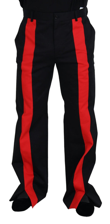 Dolce & Gabbana Black Red Men Straight Leg Pants - Ellie Belle