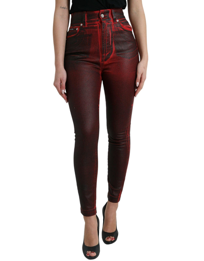 Dolce & Gabbana Black Red Ombre Cotton Skinny Denim Jeans - Ellie Belle