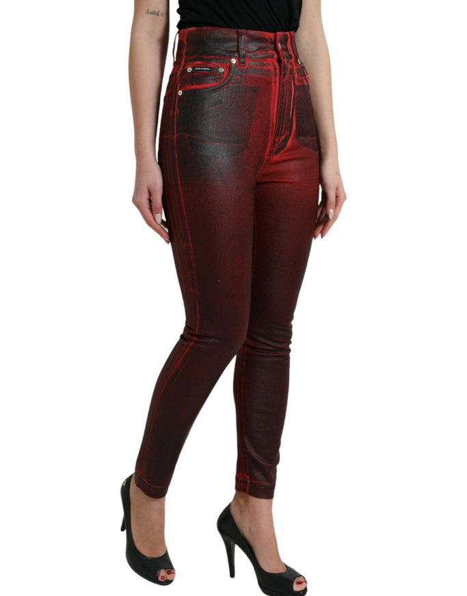 Dolce & Gabbana Black Red Ombre Cotton Skinny Denim Jeans - Ellie Belle