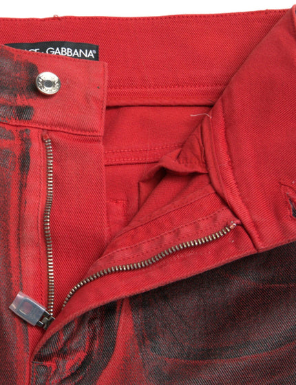 Dolce & Gabbana Black Red Ombre Cotton Skinny Denim Jeans - Ellie Belle