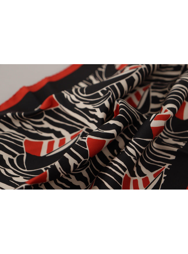Dolce & Gabbana Black Red Sailboat Square Handkerchief Silk Scarf - Ellie Belle