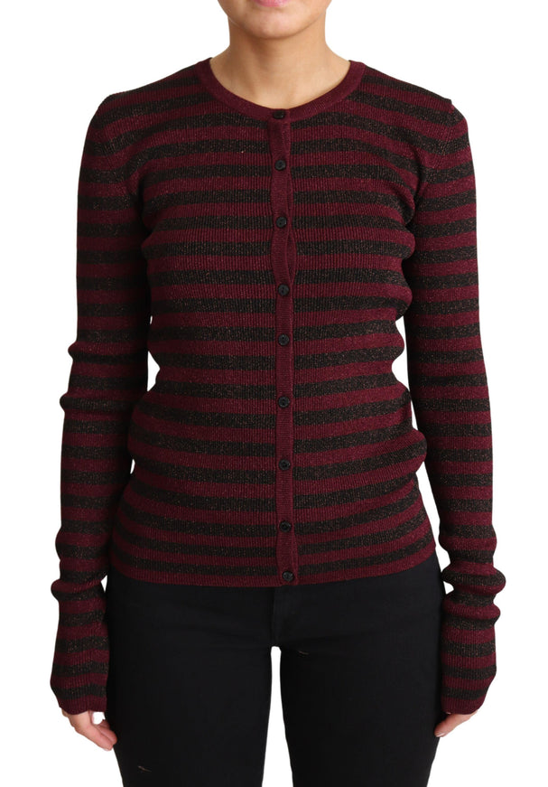 Dolce & Gabbana Black Red Striped Viscose Cardigan Sweater - Ellie Belle