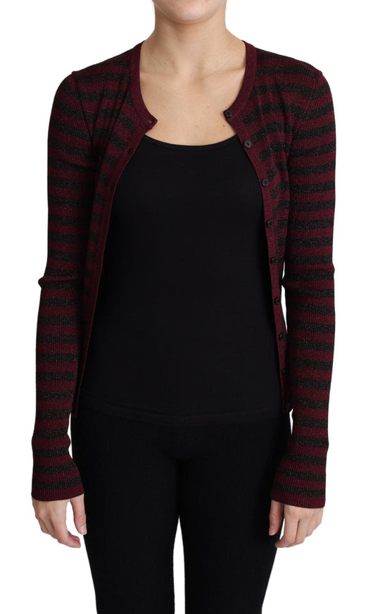 Dolce & Gabbana Black Red Striped Viscose Cardigan Sweater - Ellie Belle