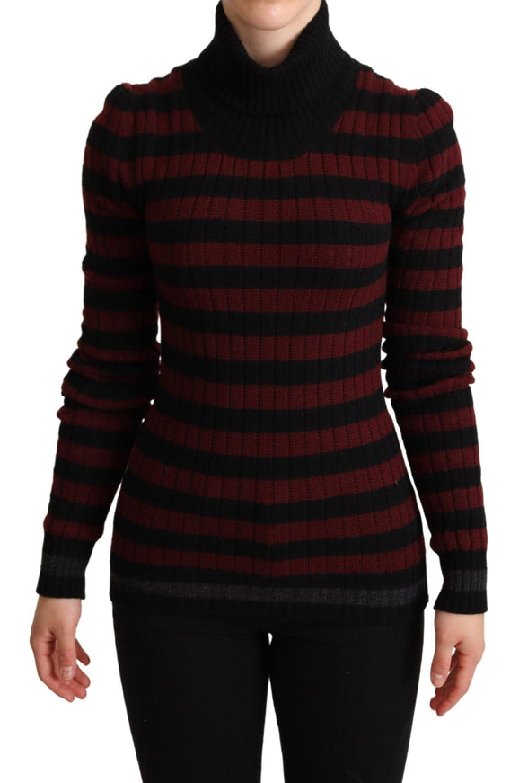 Dolce & Gabbana Black Red Striped Wool Pullover Sweater - Ellie Belle