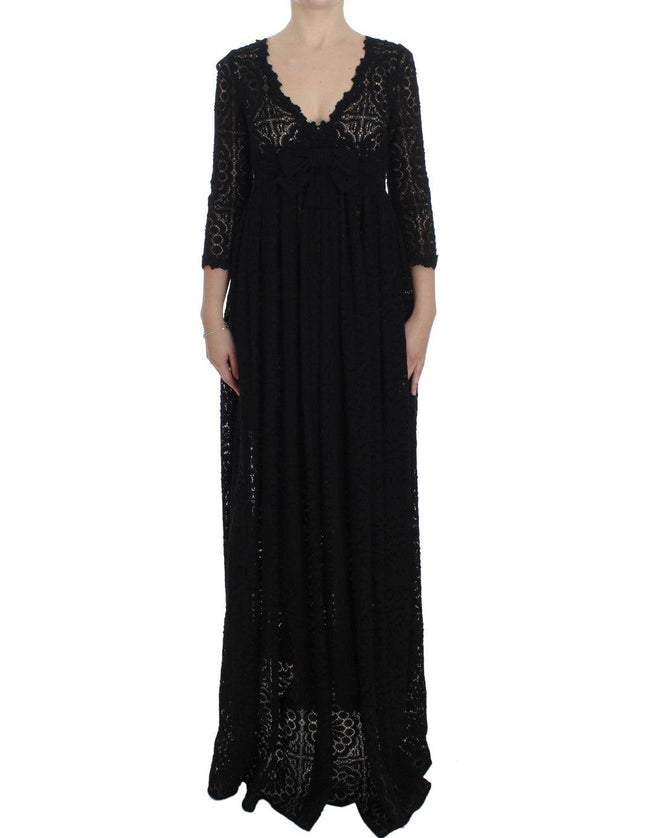 Dolce & Gabbana Black Ricamo Knitted Full Length Maxi Dress - Ellie Belle