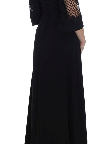 Dolce & Gabbana Black Ricamo Wool Stretch Maxi Dress - Ellie Belle