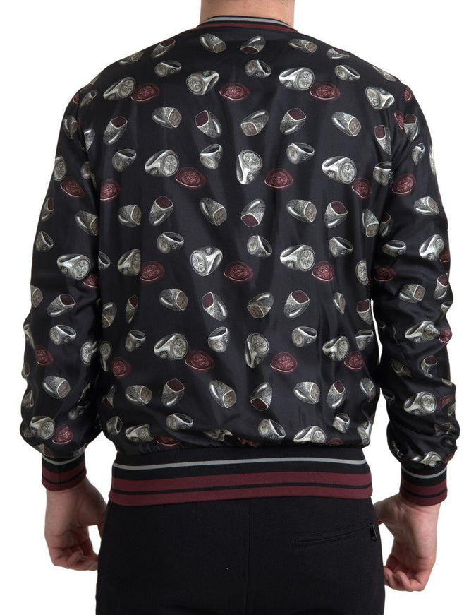 Dolce & Gabbana Black Ring Print Silk Crewneck Sweater - Ellie Belle