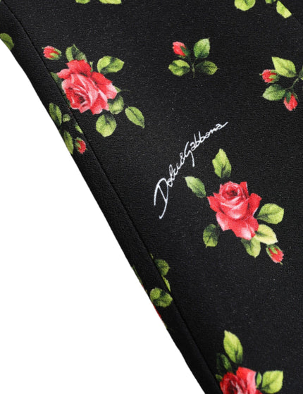 Dolce & Gabbana Black Rose Print Turtle Neck Blouse Top - Ellie Belle