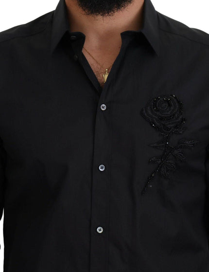 Dolce & Gabbana Black Roses Slim Fit Cotton Shirt - Ellie Belle