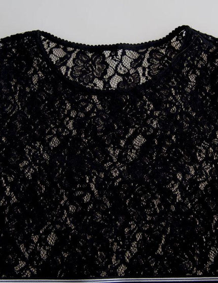 Dolce & Gabbana Black Round Neck Floral Lace Pullover Sweater - Ellie Belle