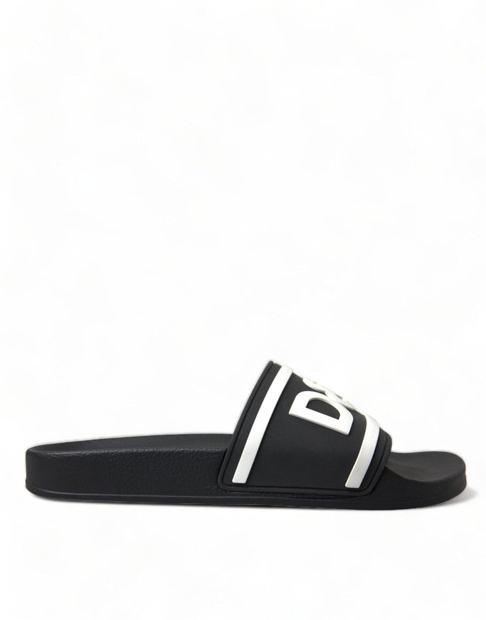 Dolce & Gabbana Black Rubber Sandals Slippers Beachwear Men Shoes - Ellie Belle