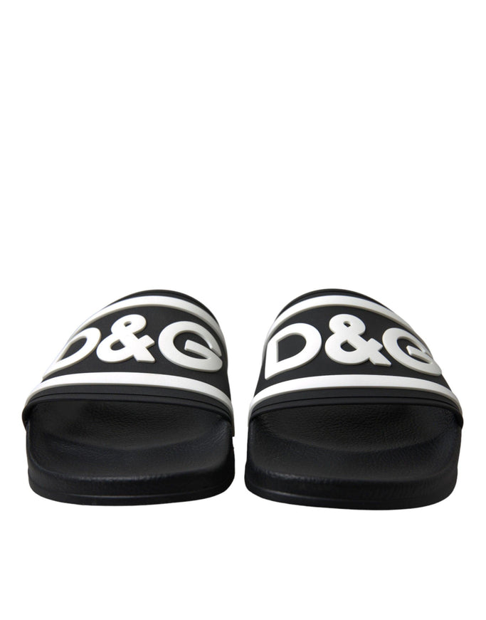 Dolce & Gabbana Black Rubber Sandals Slippers Beachwear Men Shoes - Ellie Belle