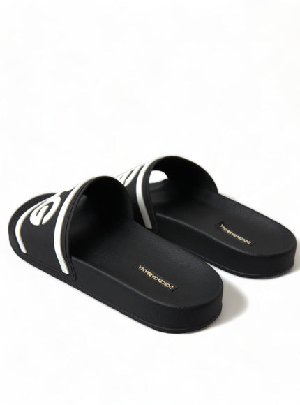 Dolce & Gabbana Black Rubber Sandals Slippers Beachwear Men Shoes - Ellie Belle