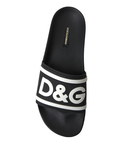 Dolce & Gabbana Black Rubber Sandals Slippers Beachwear Men Shoes - Ellie Belle