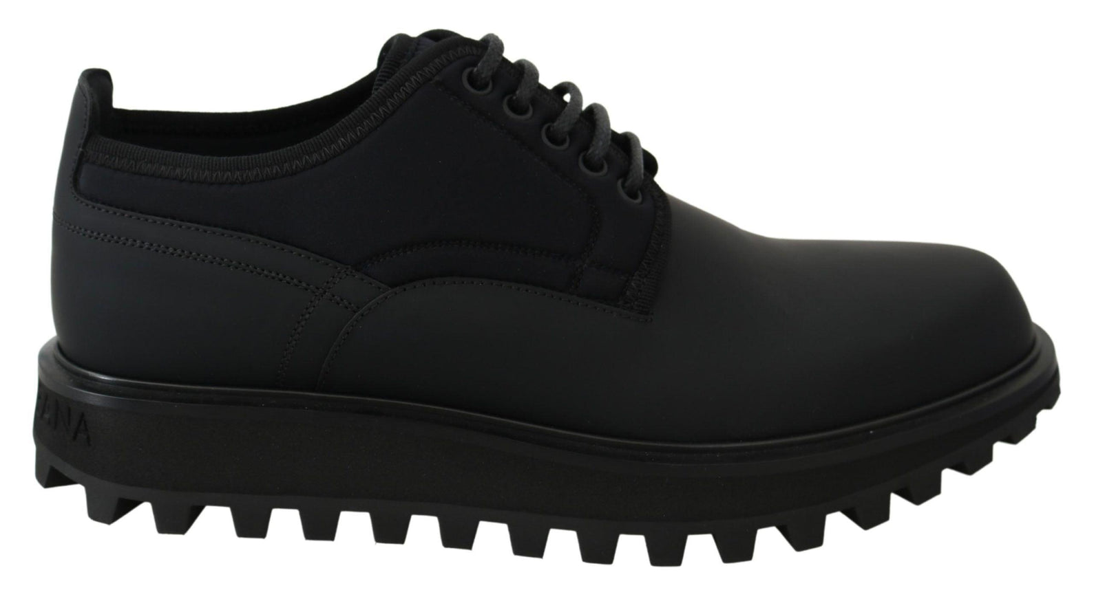 Dolce & Gabbana Black Rubberized Calfskin Chunky Derby Vulcano Shoes - Ellie Belle