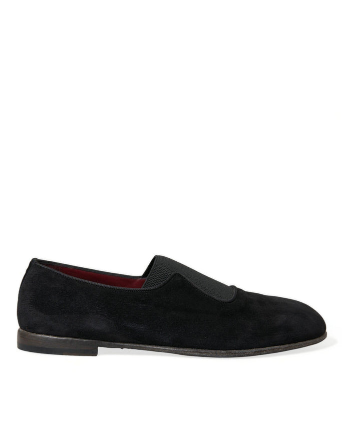 Dolce & Gabbana Black RUNWAY Velour AMALFI Loafers Shoes - Ellie Belle