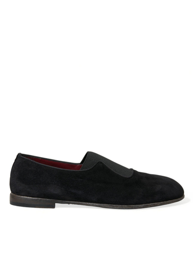 Dolce & Gabbana Black RUNWAY Velour AMALFI Loafers Shoes - Ellie Belle