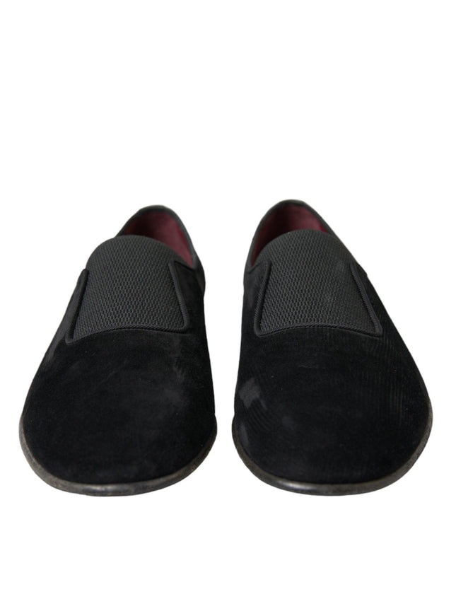 Dolce & Gabbana Black RUNWAY Velour AMALFI Loafers Shoes - Ellie Belle