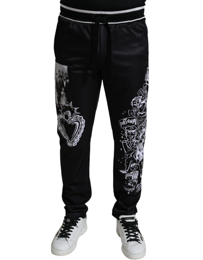 Dolce & Gabbana Black Sacred Heart LOVE Print Jogger Pants - Ellie Belle