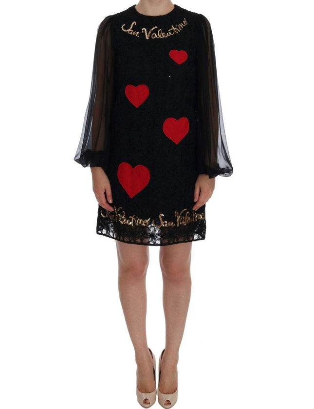 Dolce & Gabbana Black San Valentino Sequined Shift Dress - Ellie Belle